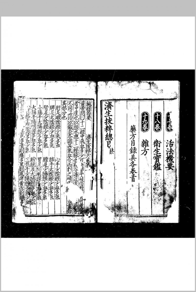 济生拔粹方 (元)杜思敬编 元至正辛巳(元年)真定白榆建安刊本