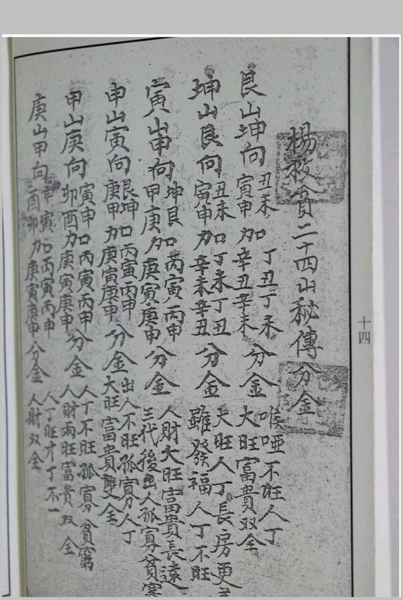 杨公二十四山秘传分金（甲乙丙合订本）